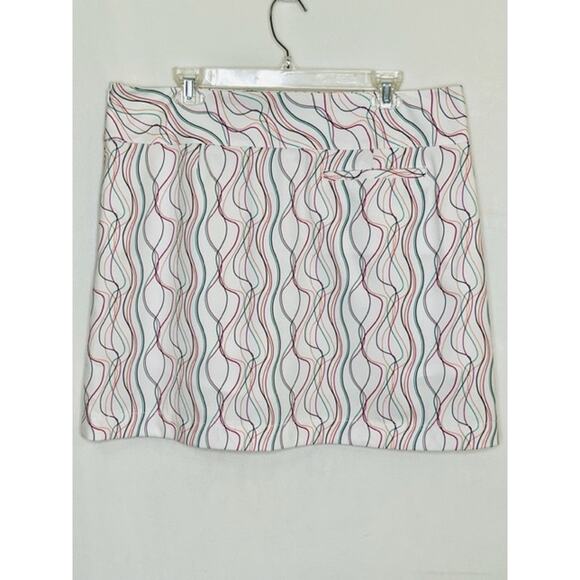 Cutter & Buck CB DryTec Annika Skort white multi-color swirl women's 14 - nwt - Picture 1 of 6